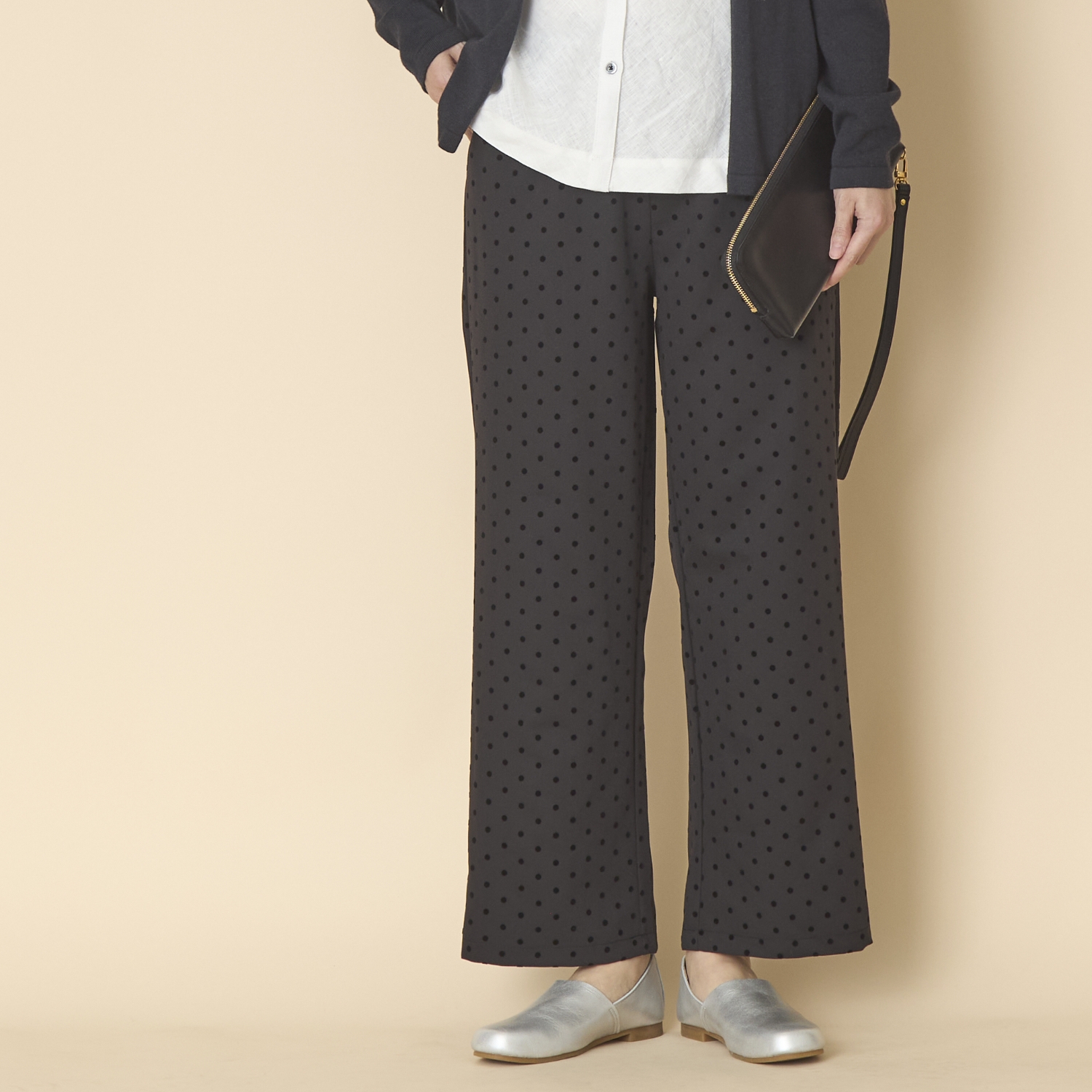 denicher/フロッキードットストレートパンツ